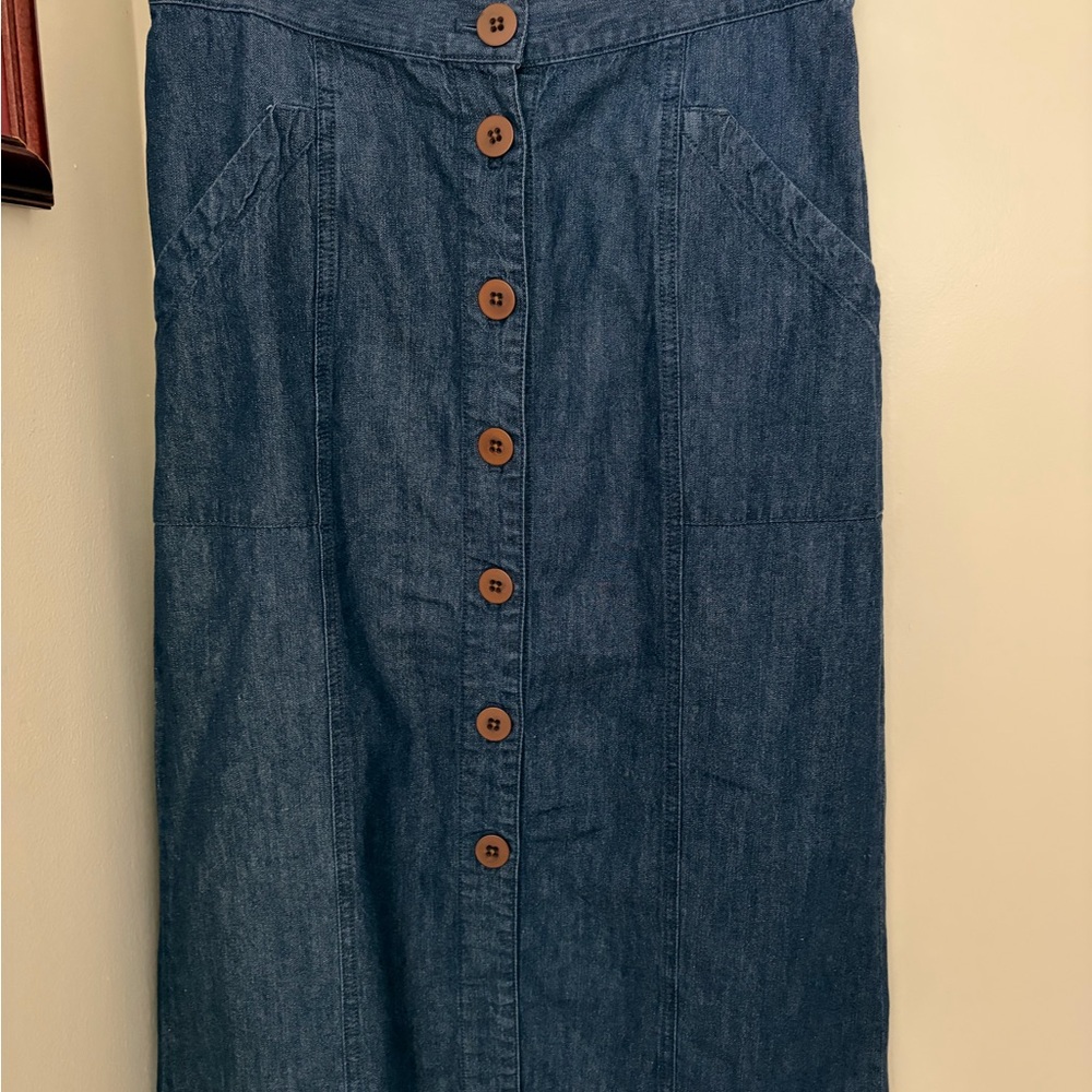 Universal Thread Dark Blue Button-Front Midi Skirt